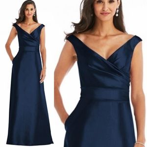 ALFRED SUNG Gown Dress D811 sateen Twill Midnight blue Size 10